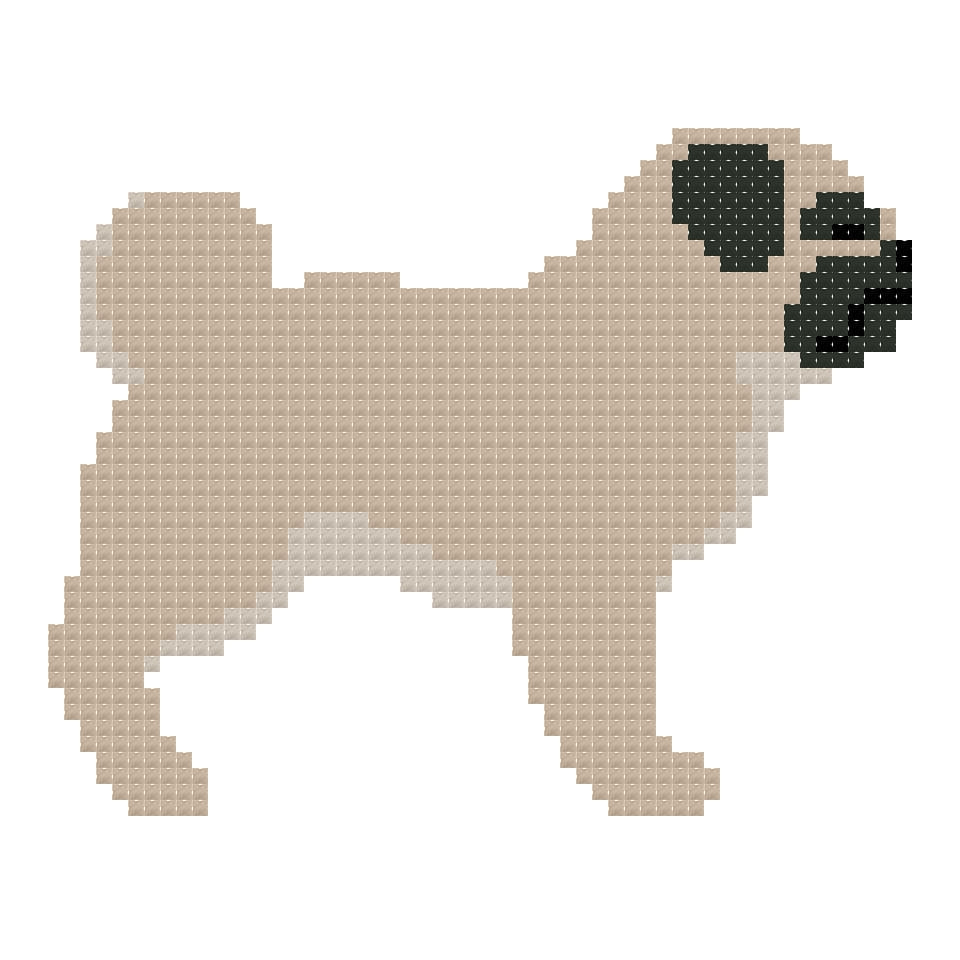 DIY Needlepoint Pug (Tan) Dog Pattern | Digital Chart for Painting Your Own Canvas| Easy Needlepoint PDF | Instant Download | 18 Mesh