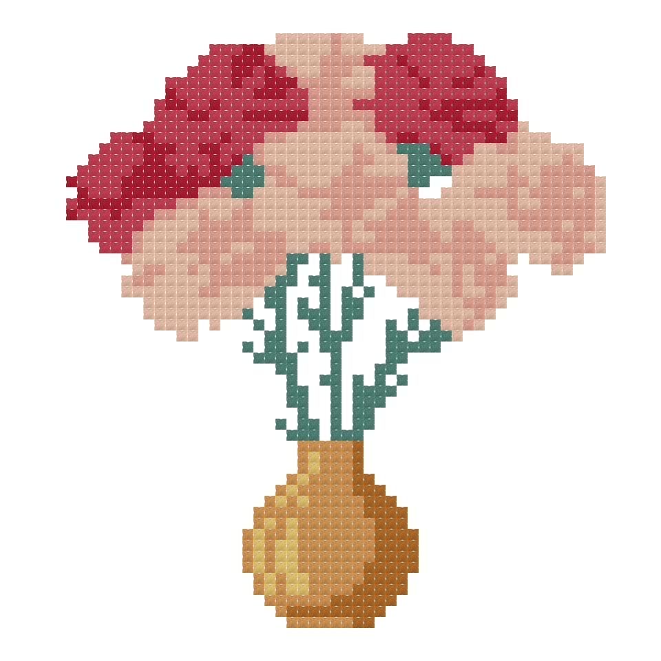 DIY Needlepoint Carnation Bouquet Pattern | Digital Chart for Painting Your Own Canvas | Easy Needlepoint PDF | Instant Download | 18 Mesh