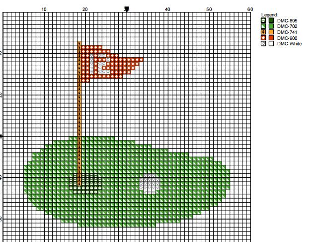 DIY Needlepoint A Golf Green and Flag | Digital Chart for Painting Your Own Canvas | Easy Needlepoint PDF | Instant Download | 18 Mesh