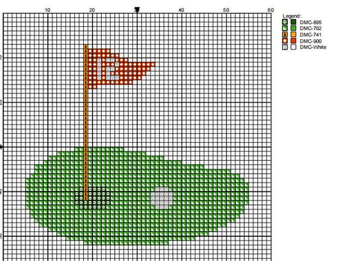 DIY Needlepoint A Golf Green and Flag | Digital Chart for Painting Your Own Canvas | Easy Needlepoint PDF | Instant Download | 18 Mesh