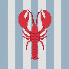 DIY Needlepoint Lobster on Stripes Pattern | Digital Chart for Painting Your Own Canvas | Easy Needlepoint PDF | Instant Download | 18 Mesh