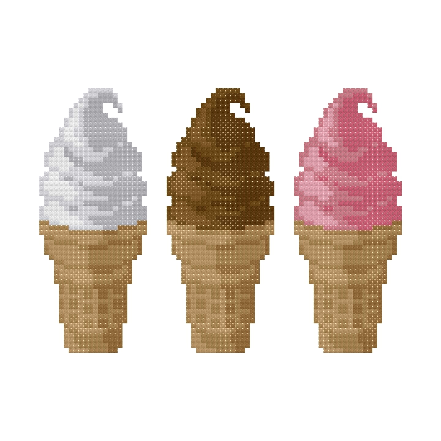 DIY Needlepoint 3 Cones Neopolitan | Digital Chart for Painting Your Own Canvas | Easy Needlepoint PDF | Instant Download | 18 Mesh