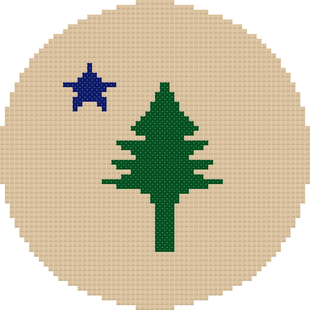 DIY Needlepoint Old Maine Flag Ornament | Digital Chart for Painting Your Own Canvas | Easy Needlepoint PDF | Instant Download | 18 Mesh