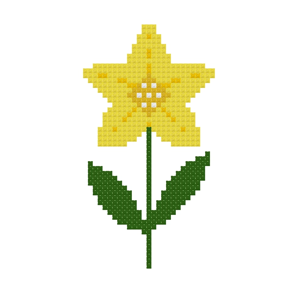 DIY Needlepoint Daffodil Flower Pattern | Digital Chart for Painting Your Own Canvas | Easy Needlepoint PDF | Instant Download | 18 Mesh