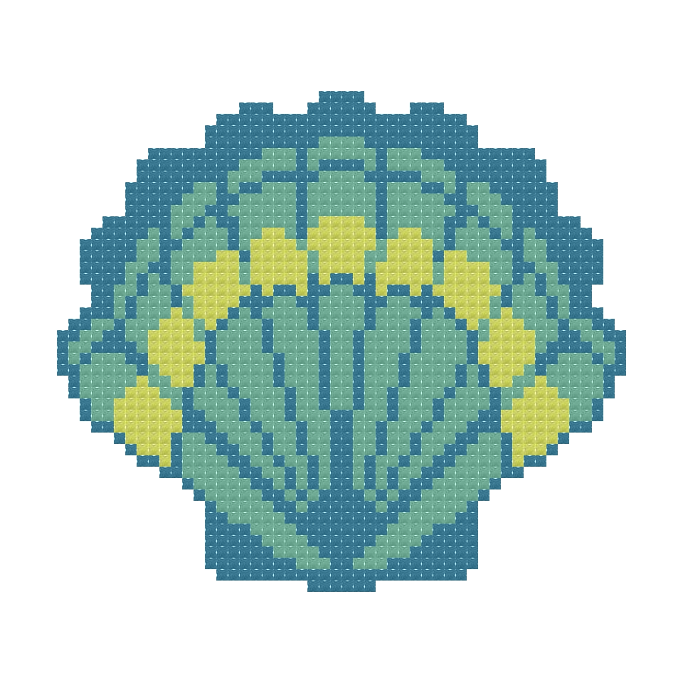 DIY Needlepoint Multicolored Scallop Shell 1| Digital Chart for Painting Your Own Canvas | Easy Needlepoint PDF | Instant Download | 18 Mesh