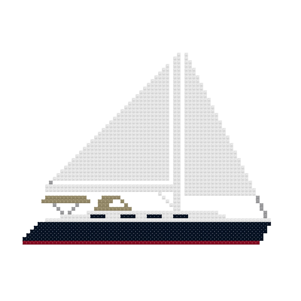 DIY Needlepoint Sailboat Pattern | Digital Chart for Painting Your Own Canvas | Easy Needlepoint PDF | Instant Download | 18 Mesh