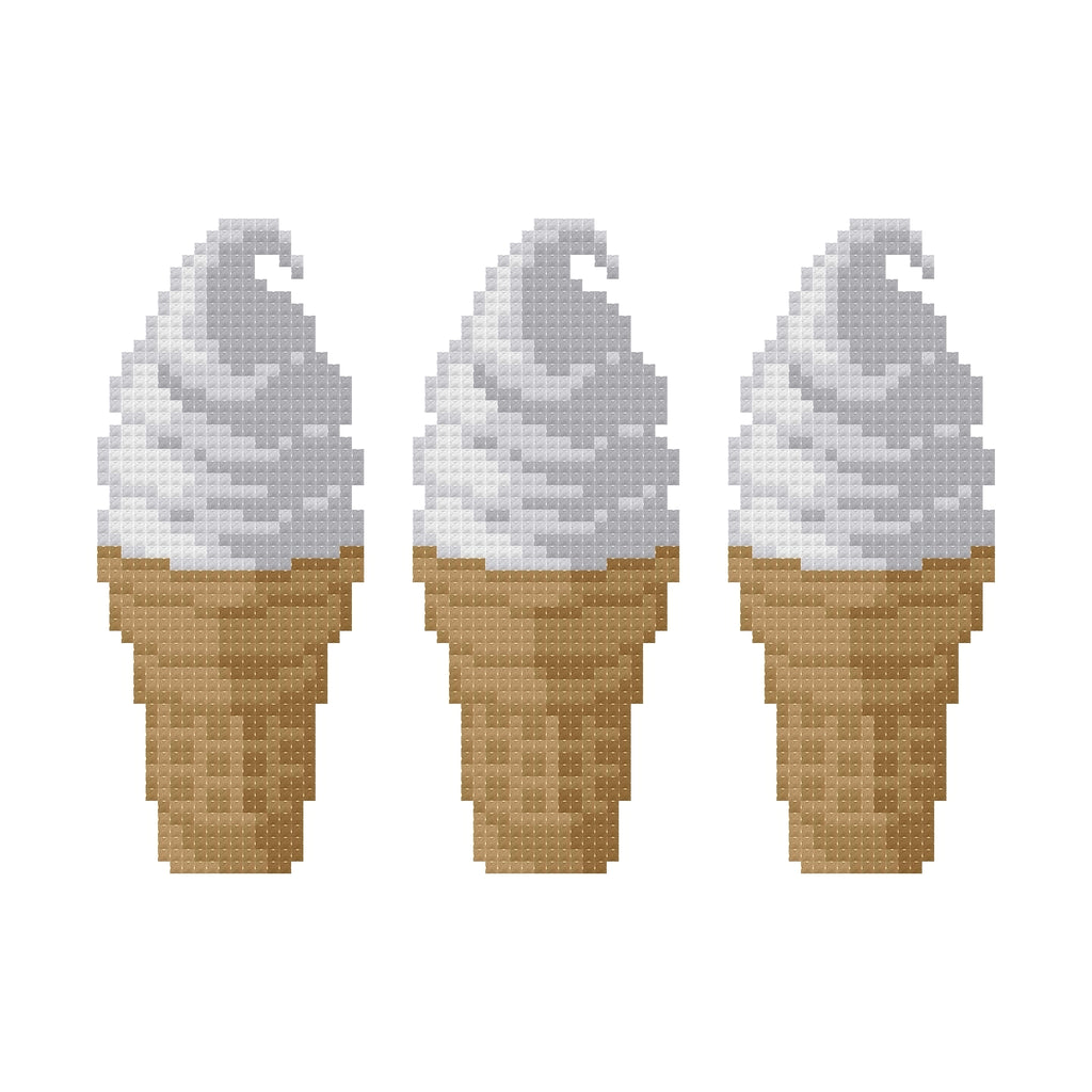 DIY Needlepoint 3 Cones Vanilla (Soft Serve) | Digital Chart for Painting Your Own Canvas| Easy Needlepoint PDF | Instant Download | 18 Mesh