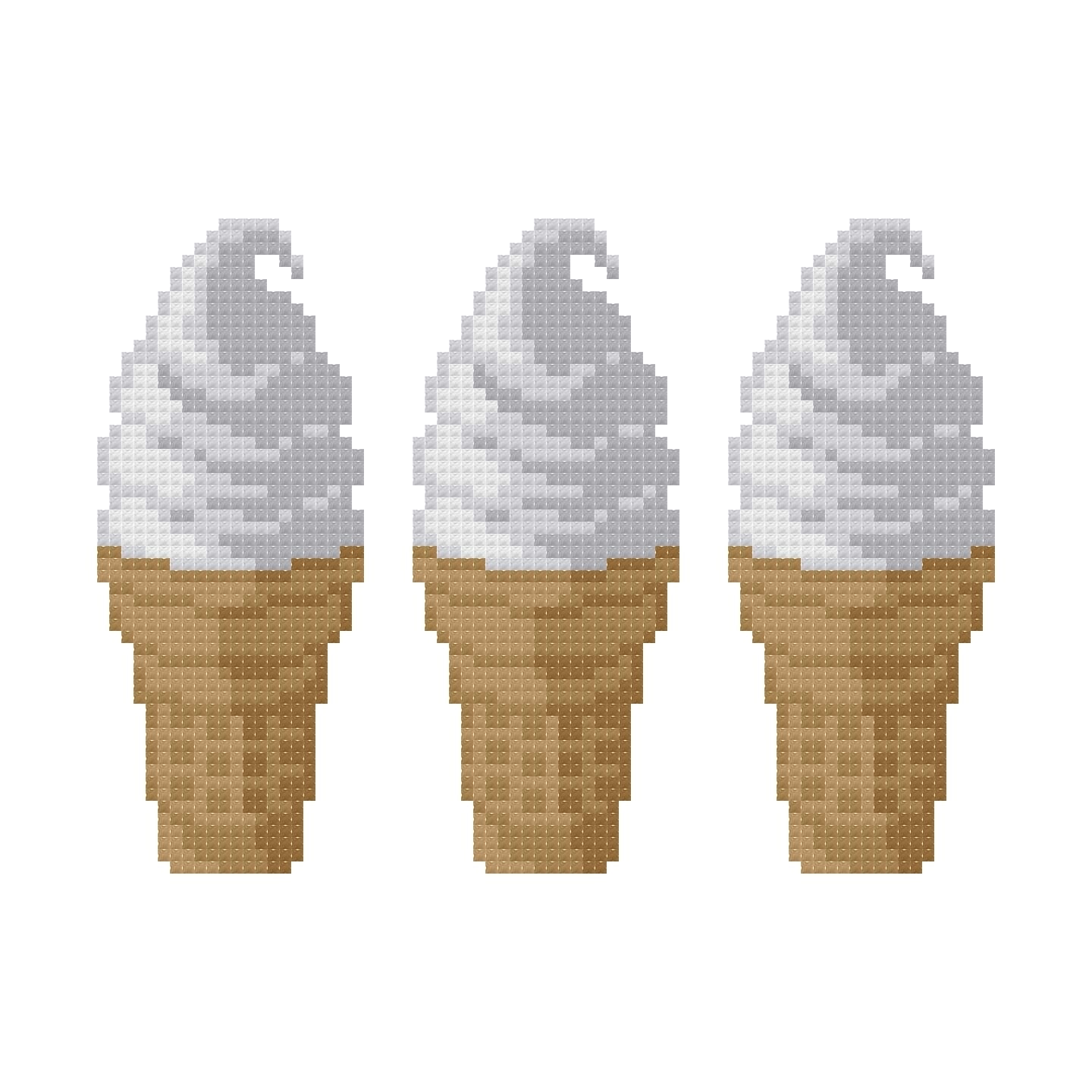 DIY Needlepoint 3 Cones Vanilla (Soft Serve) | Digital Chart for Painting Your Own Canvas| Easy Needlepoint PDF | Instant Download | 18 Mesh