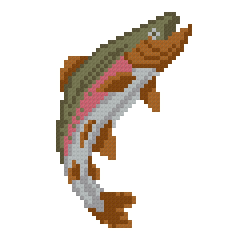 DIY Needlepoint Jumping Rainbow Trout | Digital Chart for Painting Your Own Canvas| Easy Needlepoint PDF | Instant Download | 18 Mesh