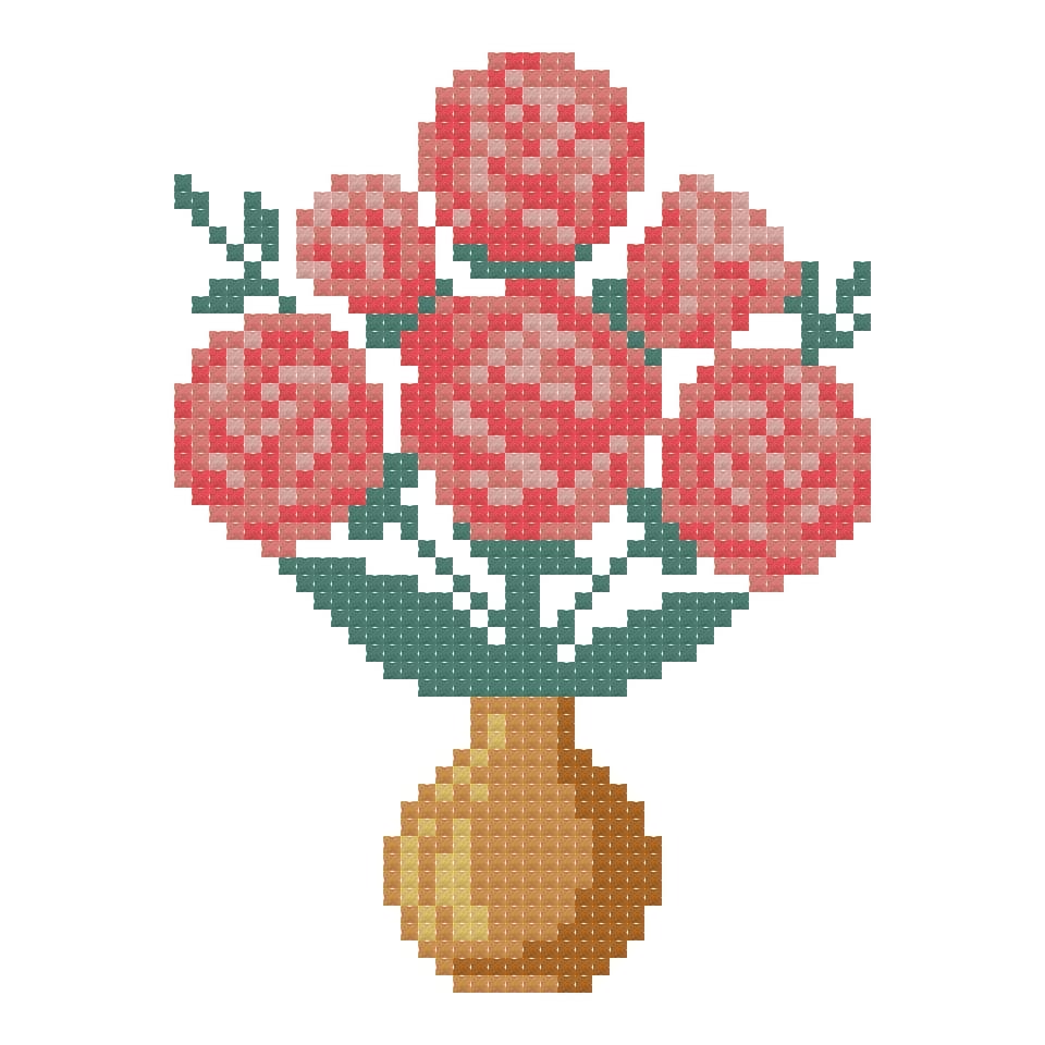 DIY Needlepoint Rose Bouquet Pattern | Digital Chart for Painting Your Own Canvas | Easy Needlepoint PDF | Instant Download | 18 Mesh