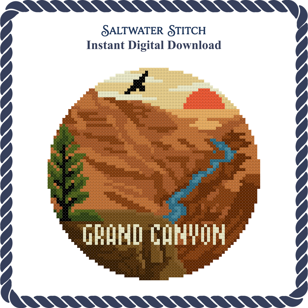 DIY Needlepoint US National Park Grand Canyon Ornament | Digital Chart for Painting Your Own Canvas | Easy Needlepoint PDF | Instant Download | 18 Mesh