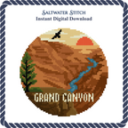 DIY Needlepoint US National Park Grand Canyon Ornament | Digital Chart for Painting Your Own Canvas | Easy Needlepoint PDF | Instant Download | 18 Mesh