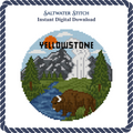 DIY Needlepoint US National Park Yellowstone Ornament | Digital Chart for Painting Your Own Canvas | Easy Needlepoint PDF | Instant Download | 18 Mesh