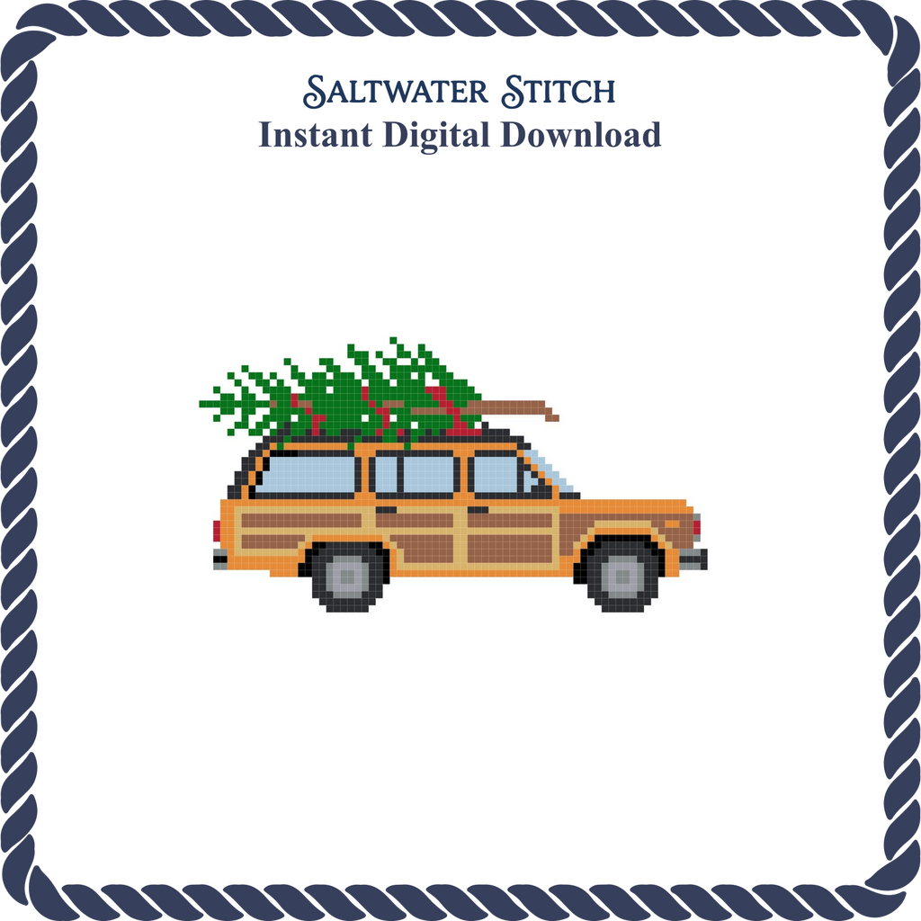 Vintage Woodie Wagon with Christmas Tree