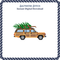 Vintage Woodie Wagon with Christmas Tree