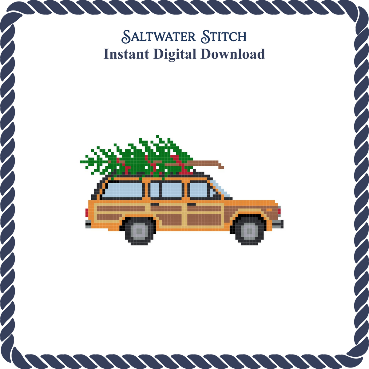 Vintage Woodie Wagon with Christmas Tree