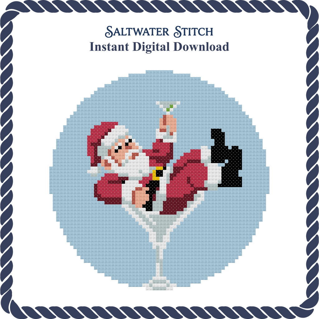 Santa Drinking a Martini Ornament
