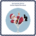 Santa Drinking a Martini Ornament