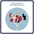Santa Drinking a Martini Ornament