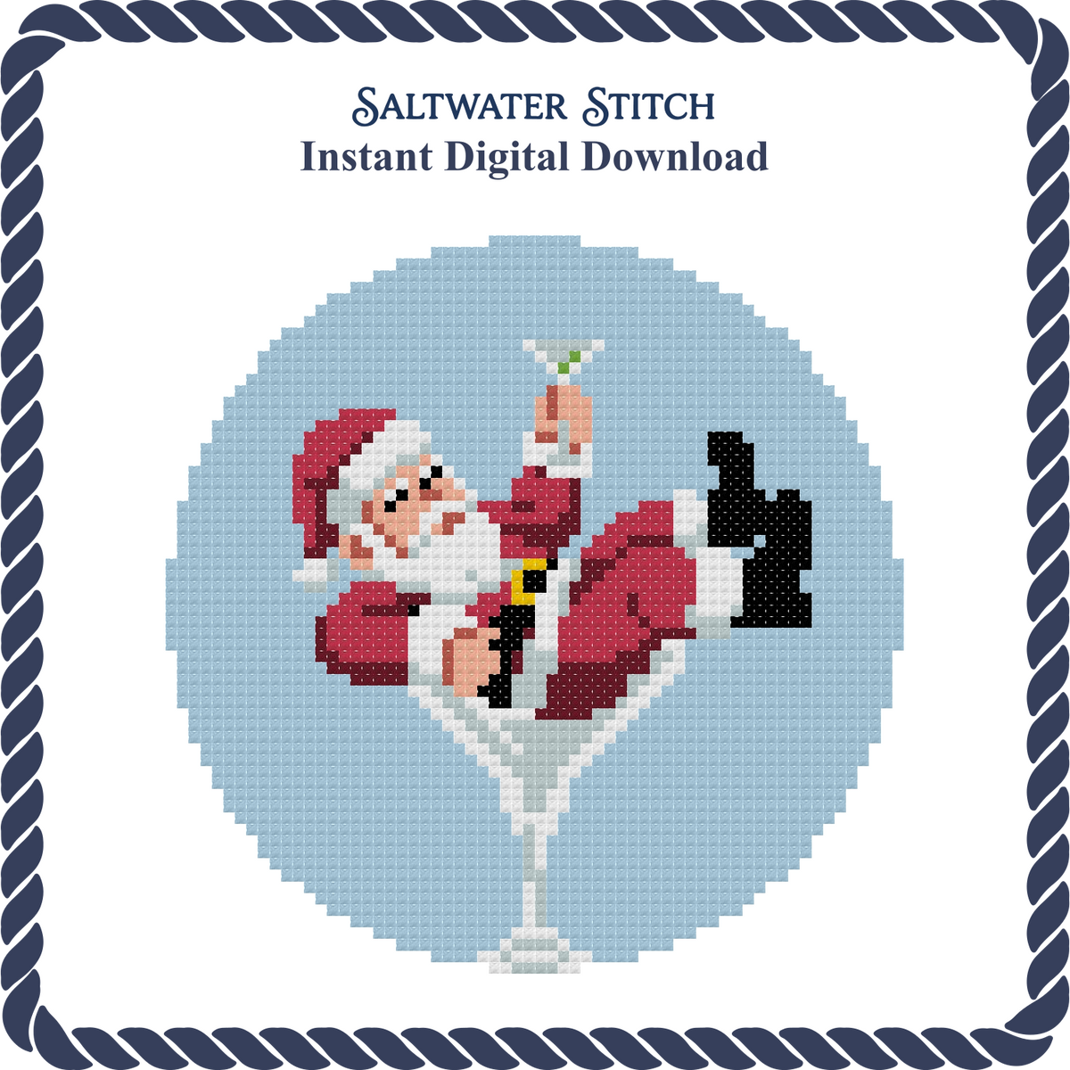 Santa Drinking a Martini Ornament