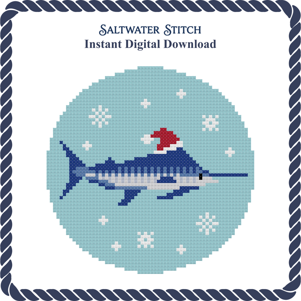 Marlin With Santa Hat Ornament