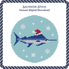Marlin With Santa Hat Ornament