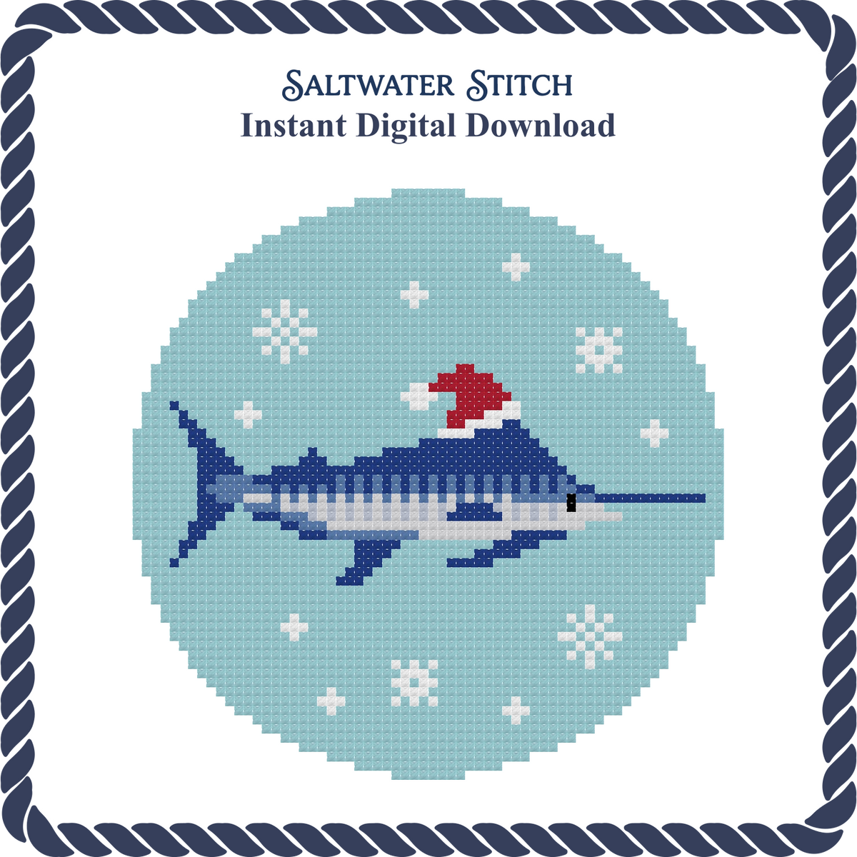 Marlin With Santa Hat Ornament