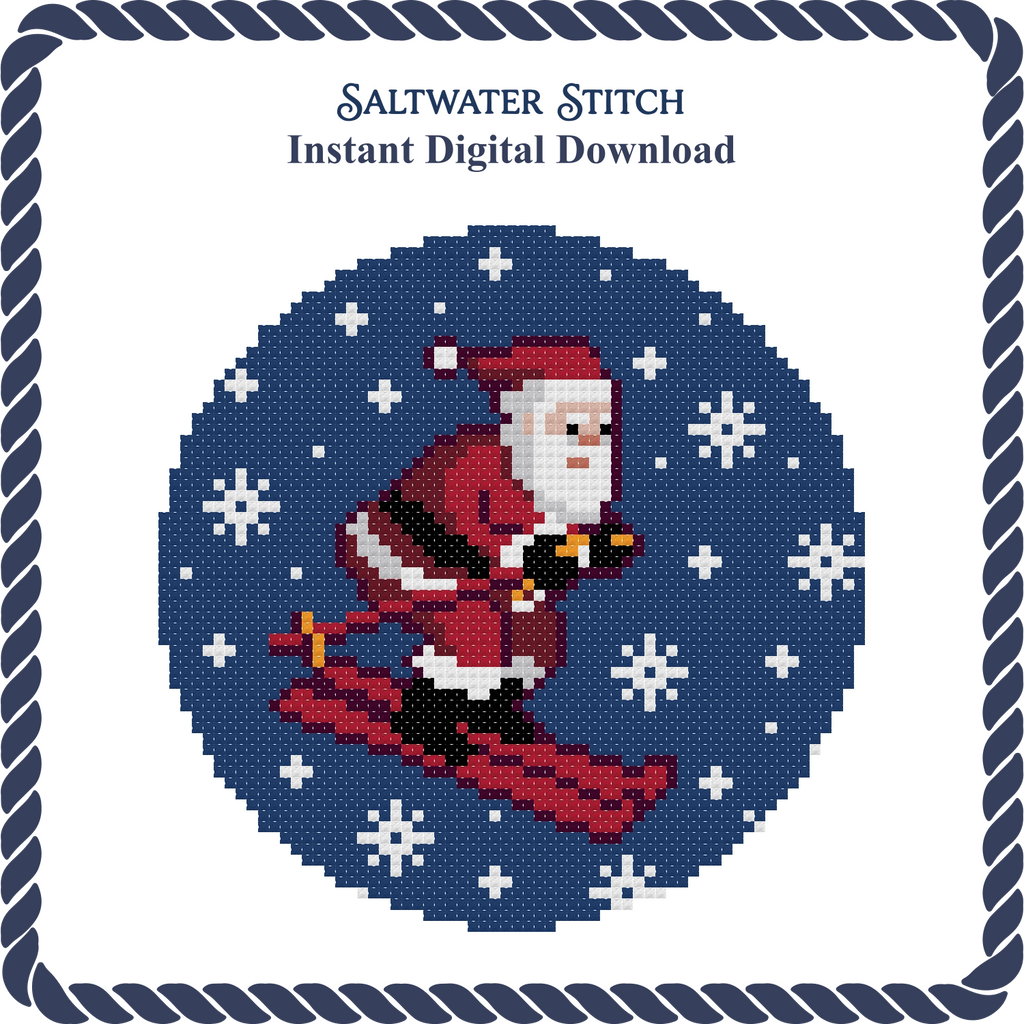 Santa Skiing Winter Ornament