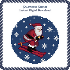 Santa Skiing Winter Ornament