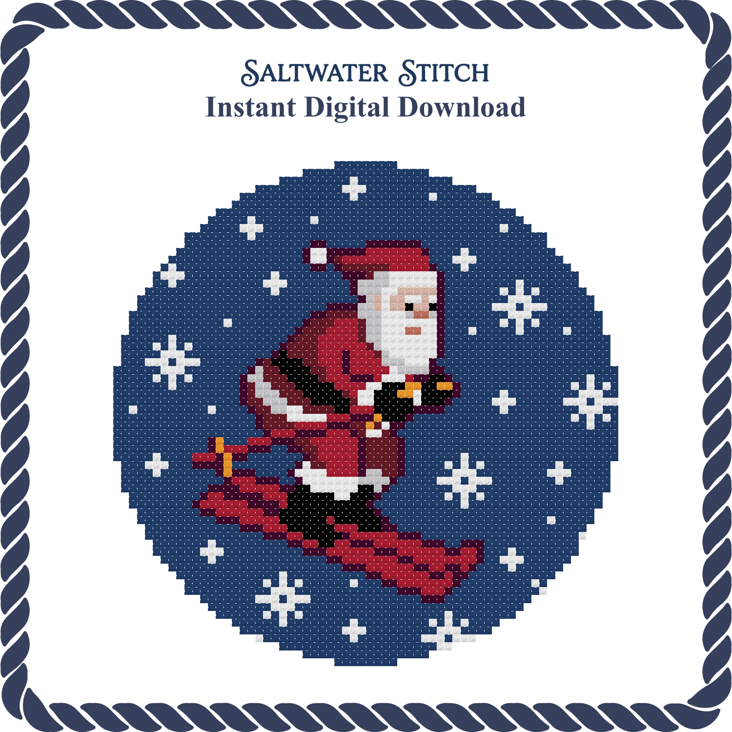 Santa Skiing Winter Ornament