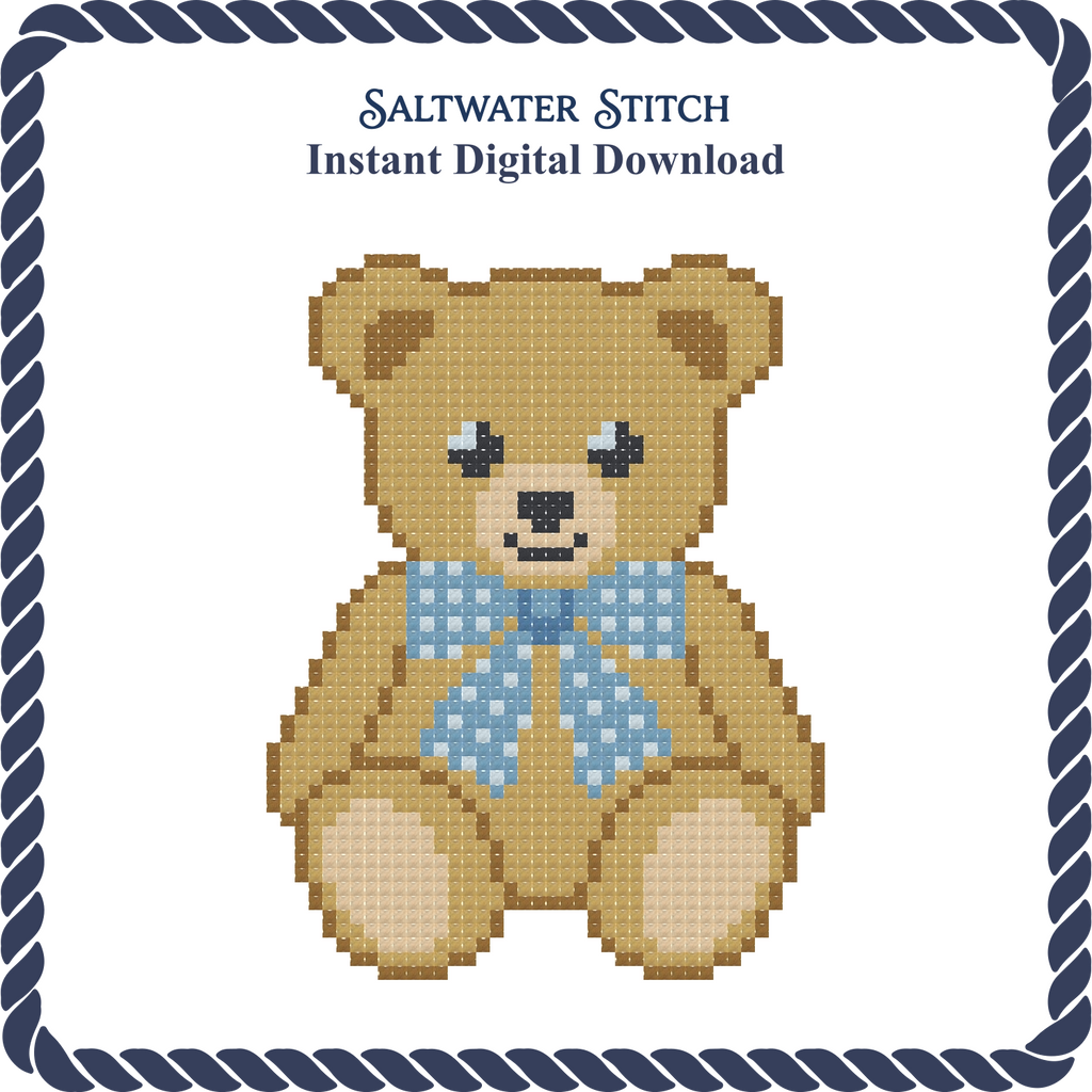 Blue Bow Teddy Bear