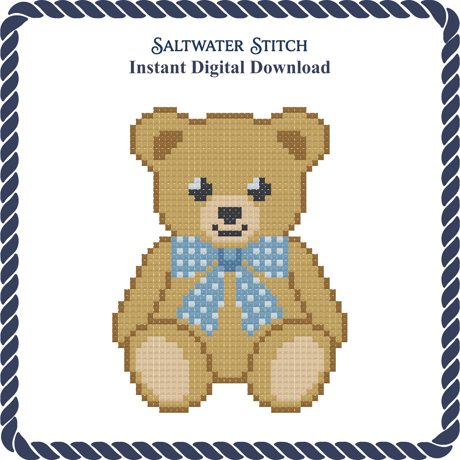 Blue Bow Teddy Bear