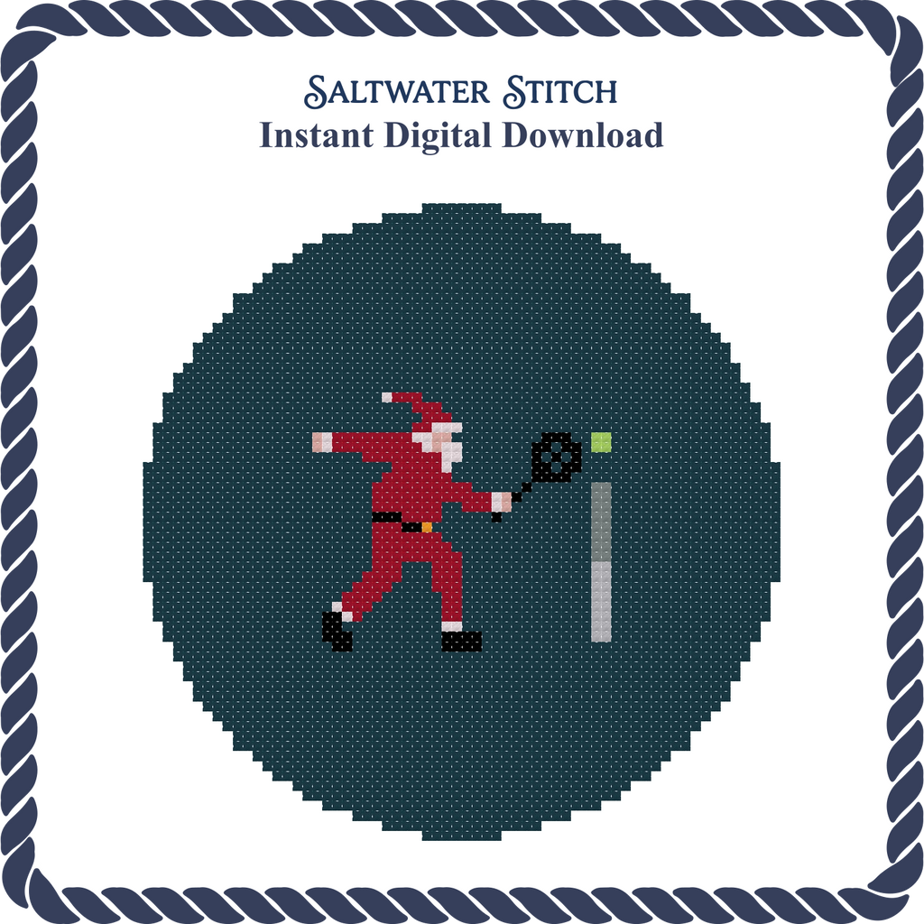Santa Playing Tennis Ornament