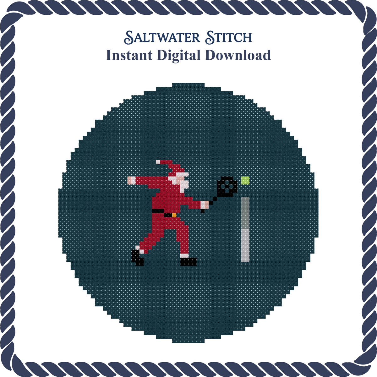 Santa Playing Tennis Ornament