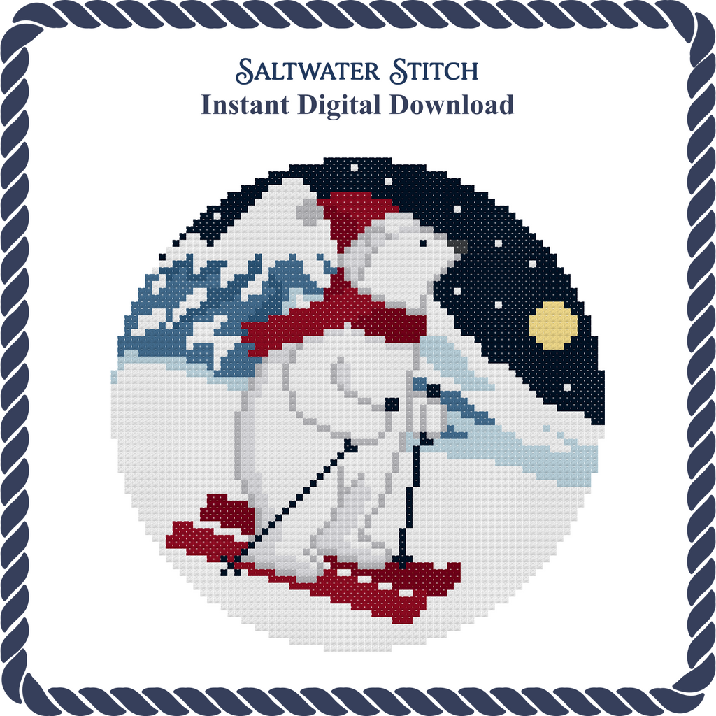 Polar Bear Skiing Christmas Ornament