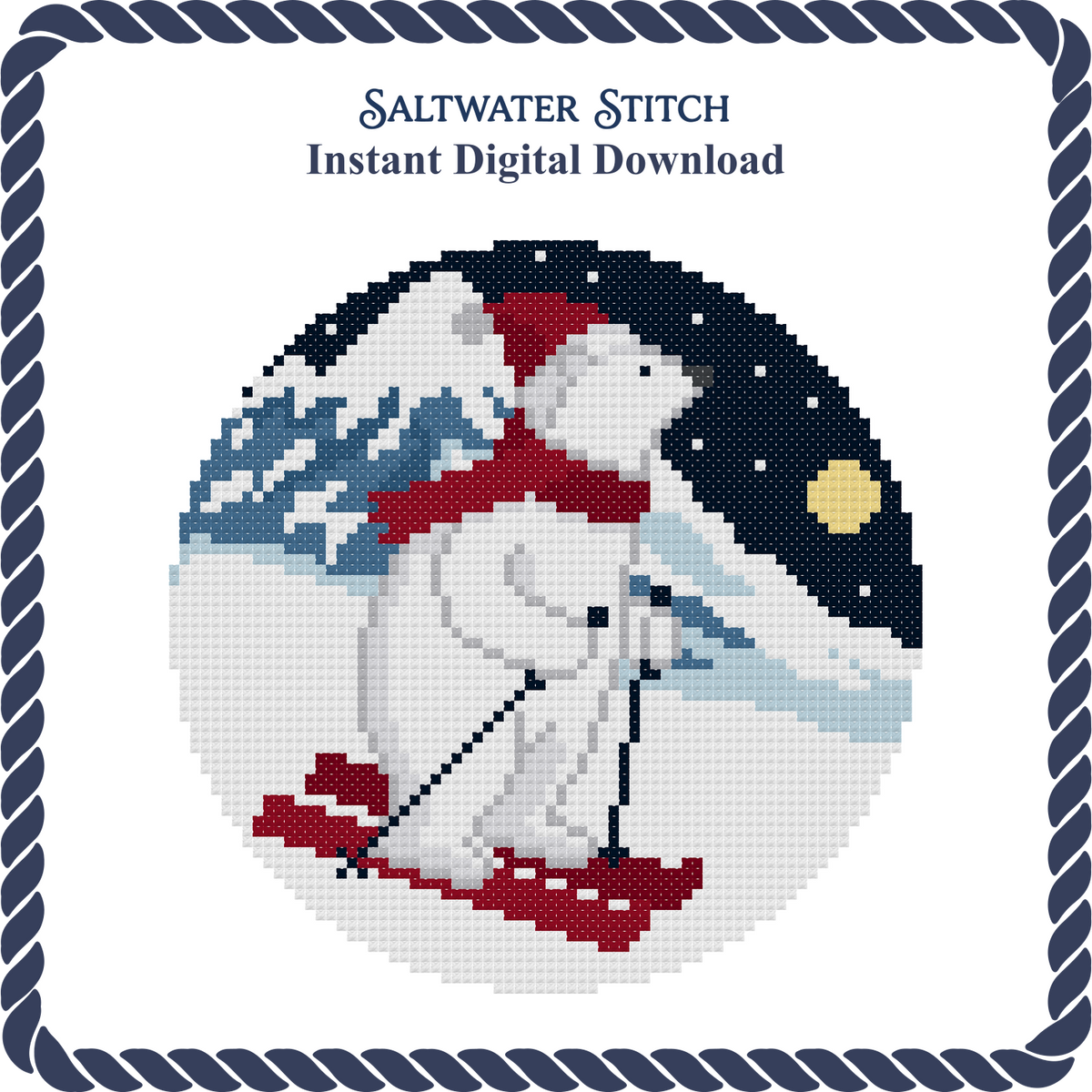 Polar Bear Skiing Christmas Ornament