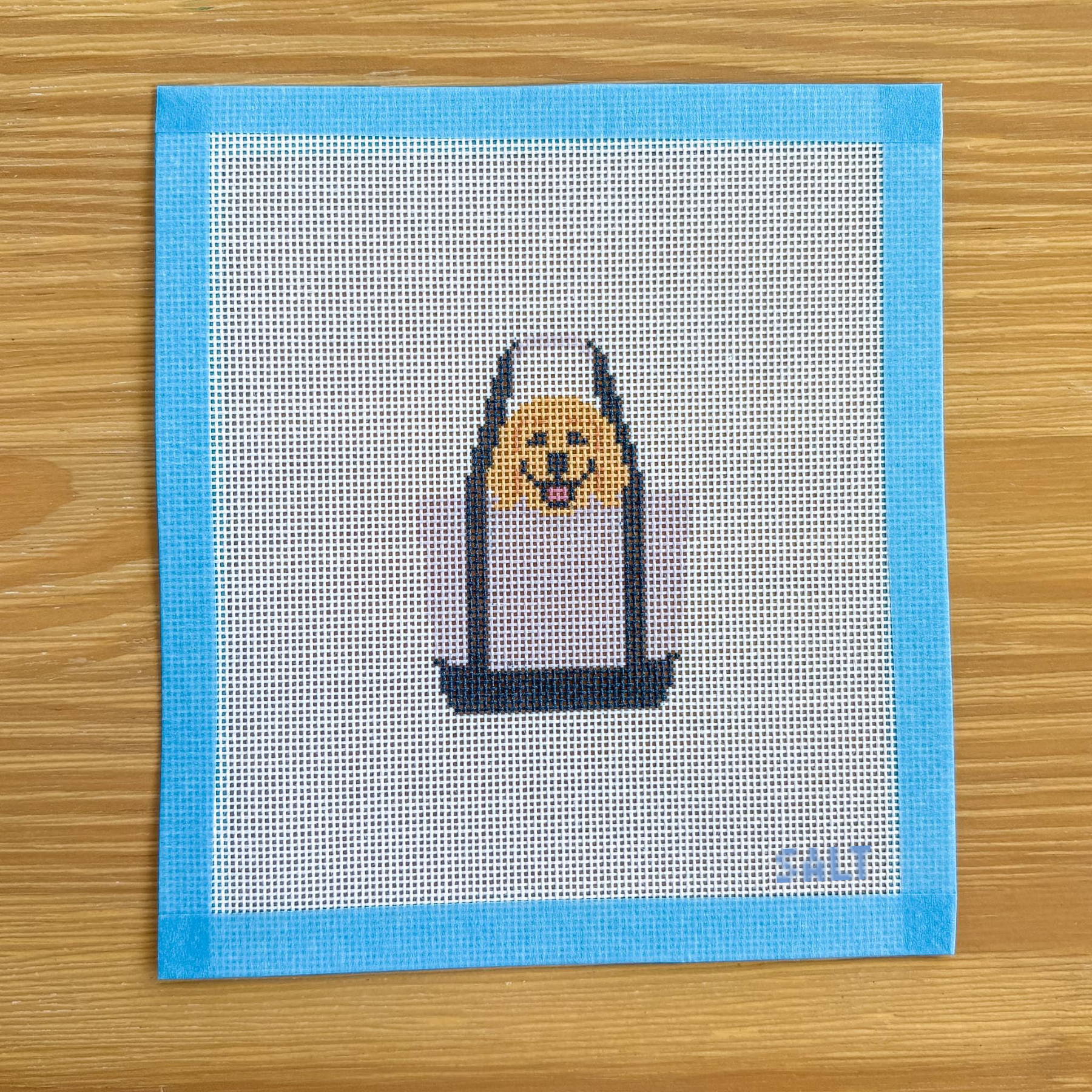 Puppy in Beach Tote Needlepoint Canvas